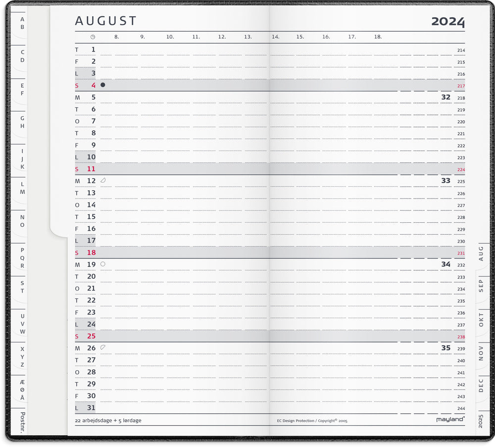 Kalender system 2024 uge A5 refill