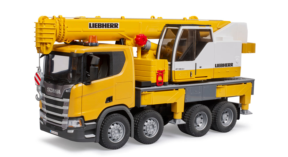 Bruder Scania Super 560R Liebherr Krane lastbil med lys og lyd