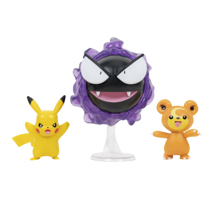 Pokémon battle figure 3-pak teddiursa, pikachu, gha