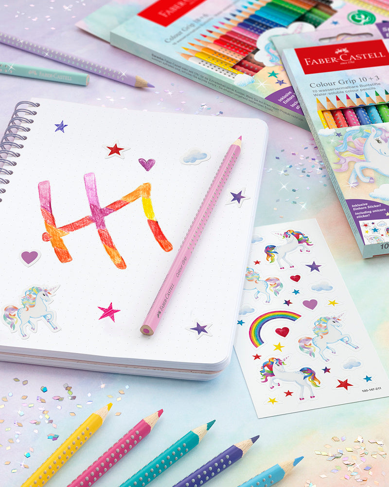 Farveblyanter Faber Castell grip Unicorn 10 + 3 sparkle