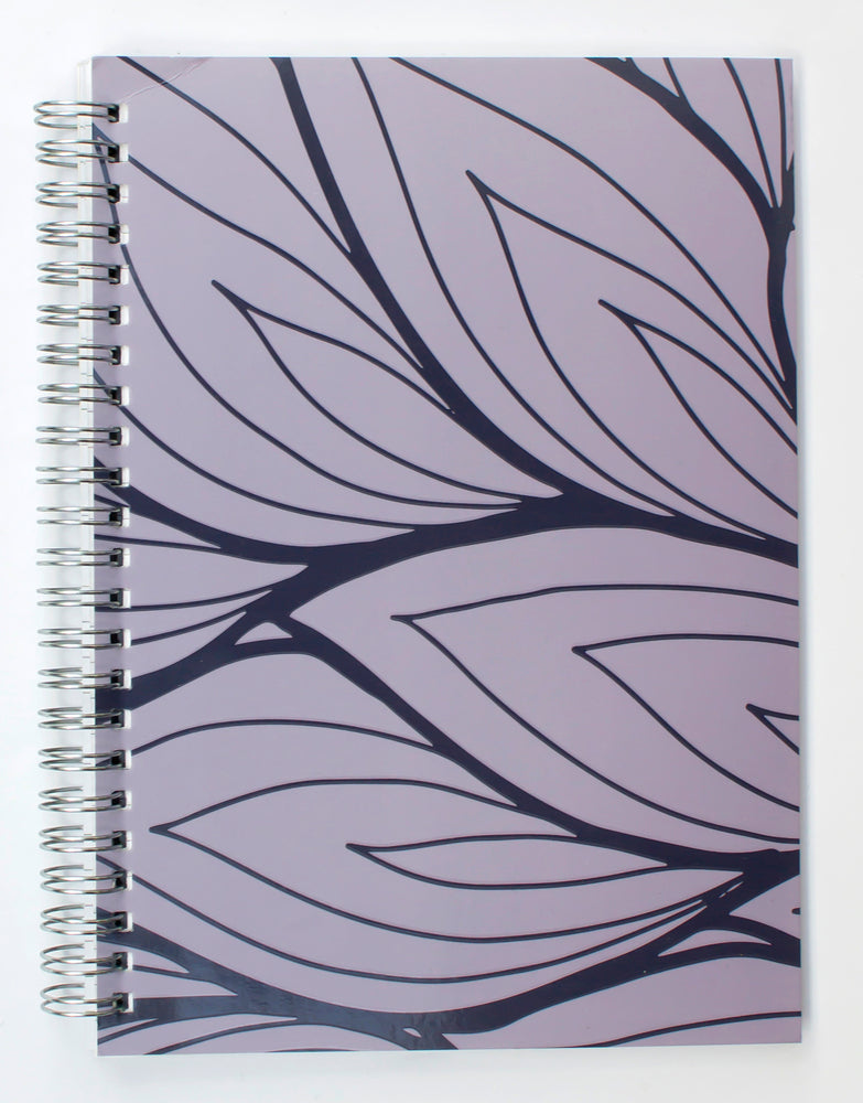 Notesbog spiral A5 linjeret lilla m/lak blade abstrakte