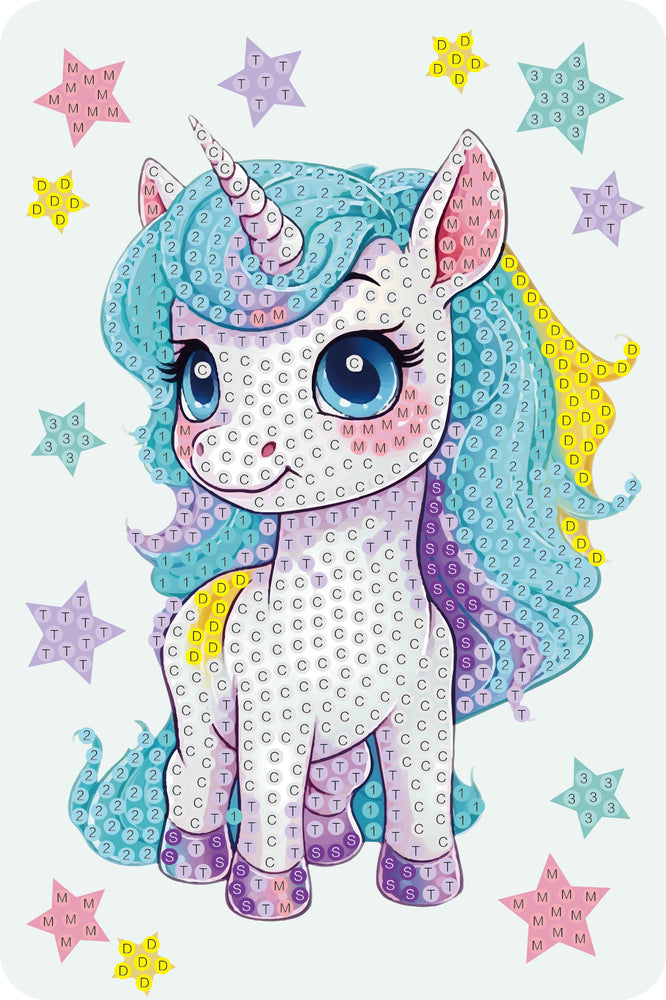 Diamond art enhjørning 10 x 15 cm
