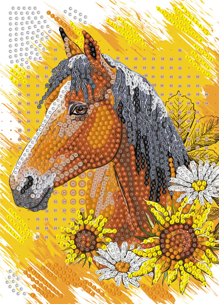 Diamond art hest brun 13 x 18 cm