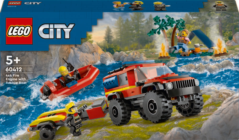 60412 LEGO City Fire Firhjulstrukket brandbil med redningsbåd