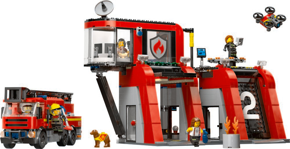 D2 60414 LEGO City Fire Brandstation med brandbil