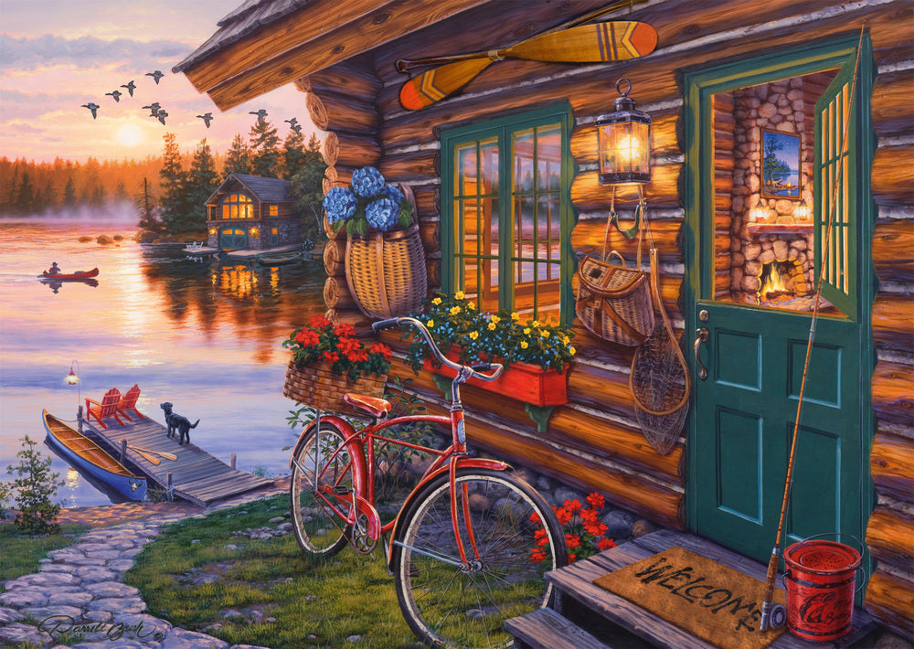 Puslespil Lakeside Cabin with Bike 1000 brikker