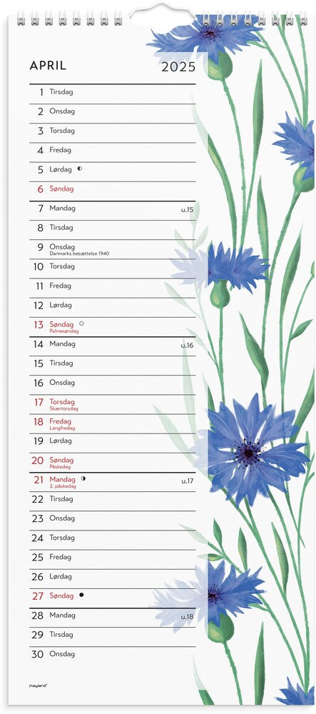 Mayland Vægkalender 2025 blomster