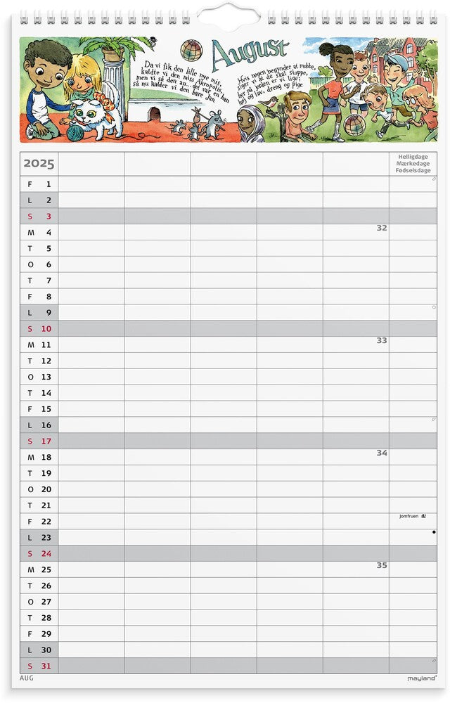 Mayland Familiekalender 2025 otto dickmeiss A3 5 kol.