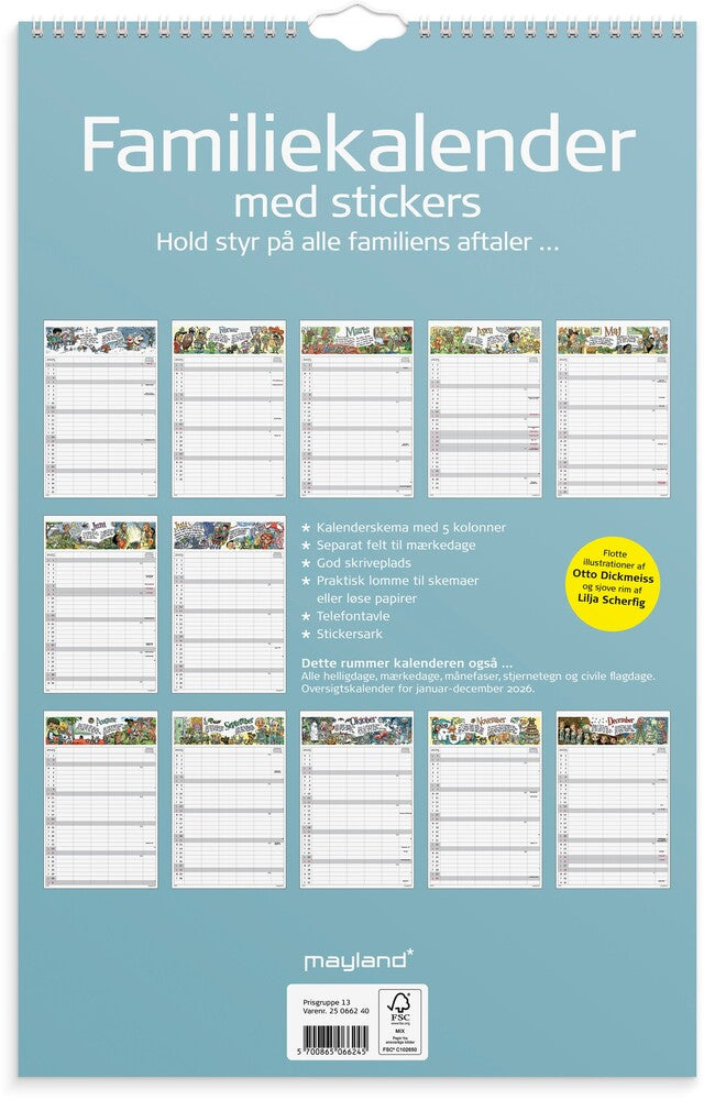 Mayland Familiekalender 2025 otto dickmeiss A3 5 kol.