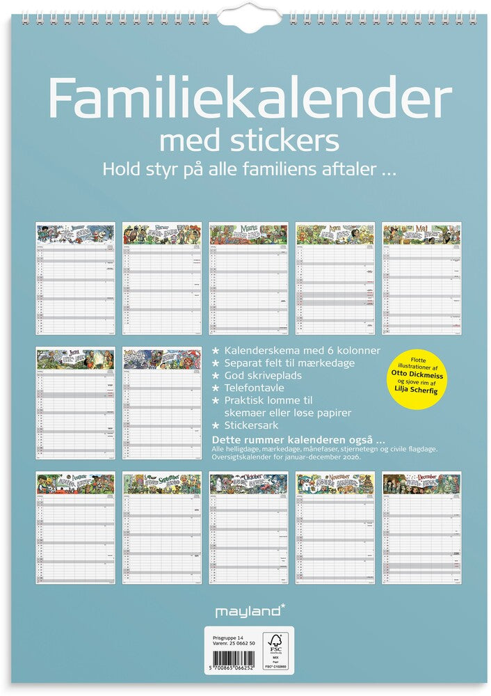 Mayland Familiekalender 2025 otto dickmeiss A3 6 kol