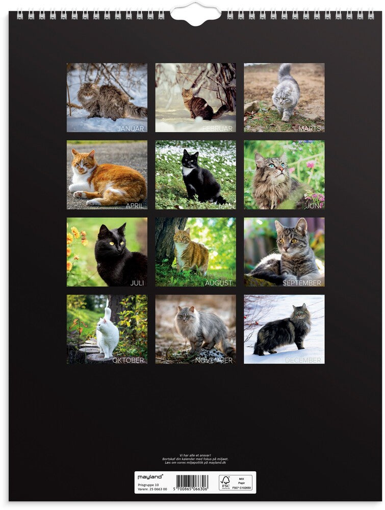 Mayland Vægkalender 2025 katte 29,5 x 39 cm