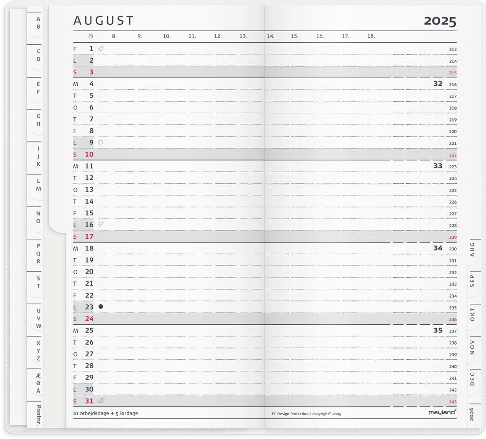 Mayland Index planner 2025 måned m/illu