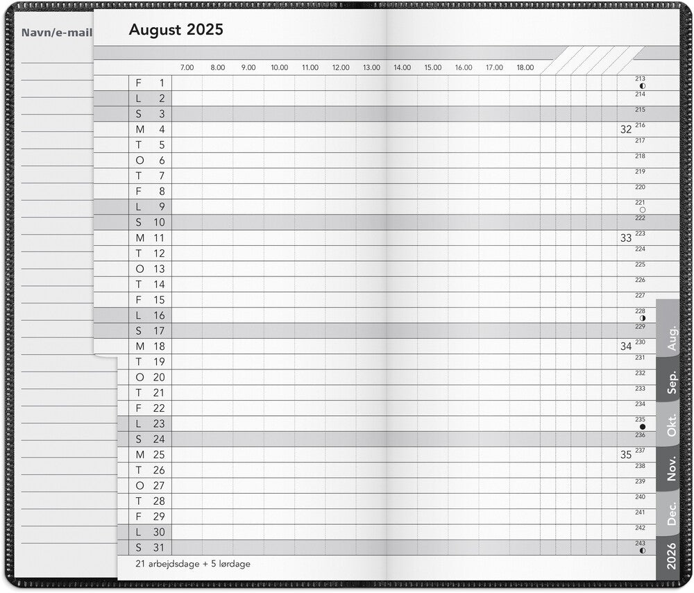Mayland Kalender basic 2025 måned pp sort