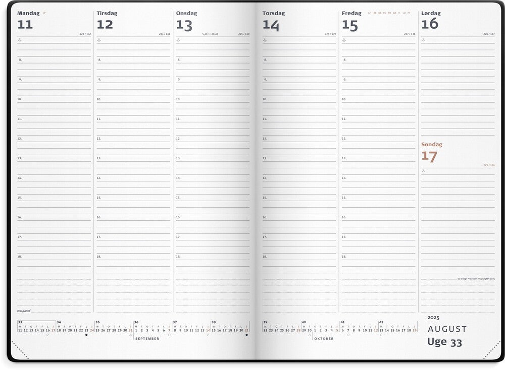 Mayland Kalender city diplomat 2025 uge vinyl sort