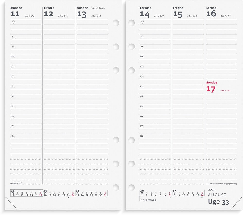 Mayland Kalender system pp 2025 uge