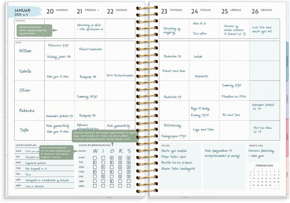Mayland Life organizer 2025 family panner uge