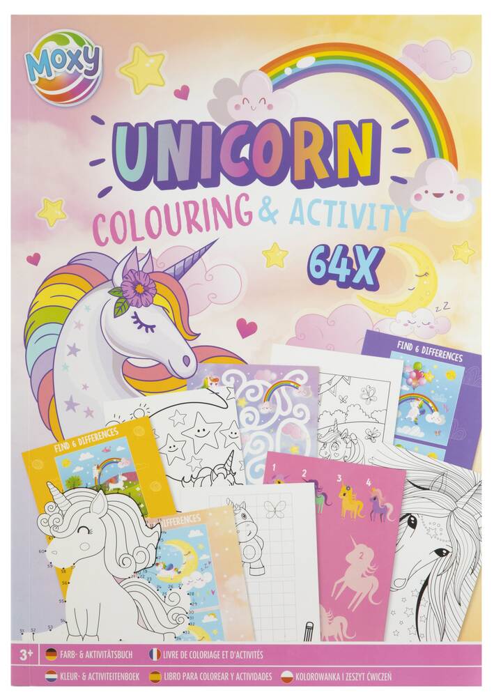 Male- og aktivitetsbog - Unicorn, A4, 64 sider