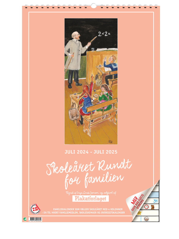 Familiekalender for den lille familie m/4 kolonner Skoleåret Rundt 24/25