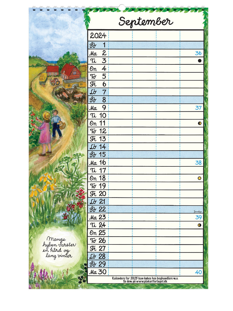Familiekalender for den lille familie m/4 kolonner Skoleåret Rundt 24/25