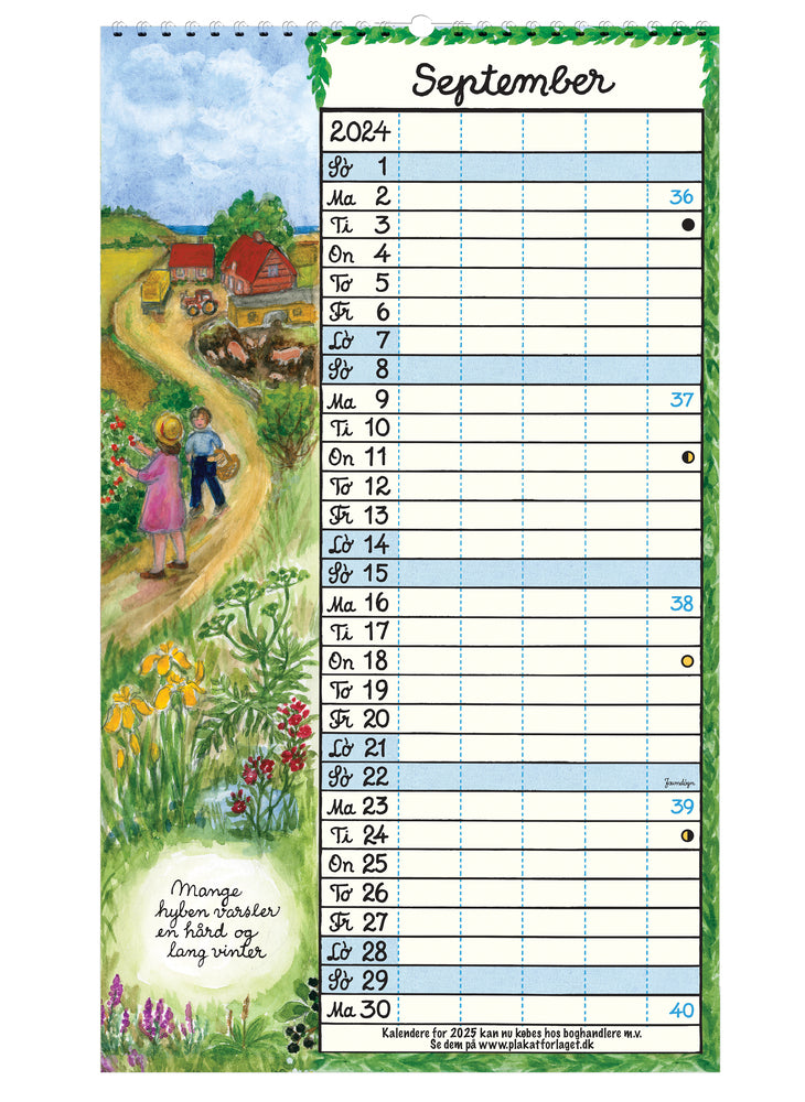 Familiekalender for hele familien m/5 kolonner Skoleåret Rundt 24/25