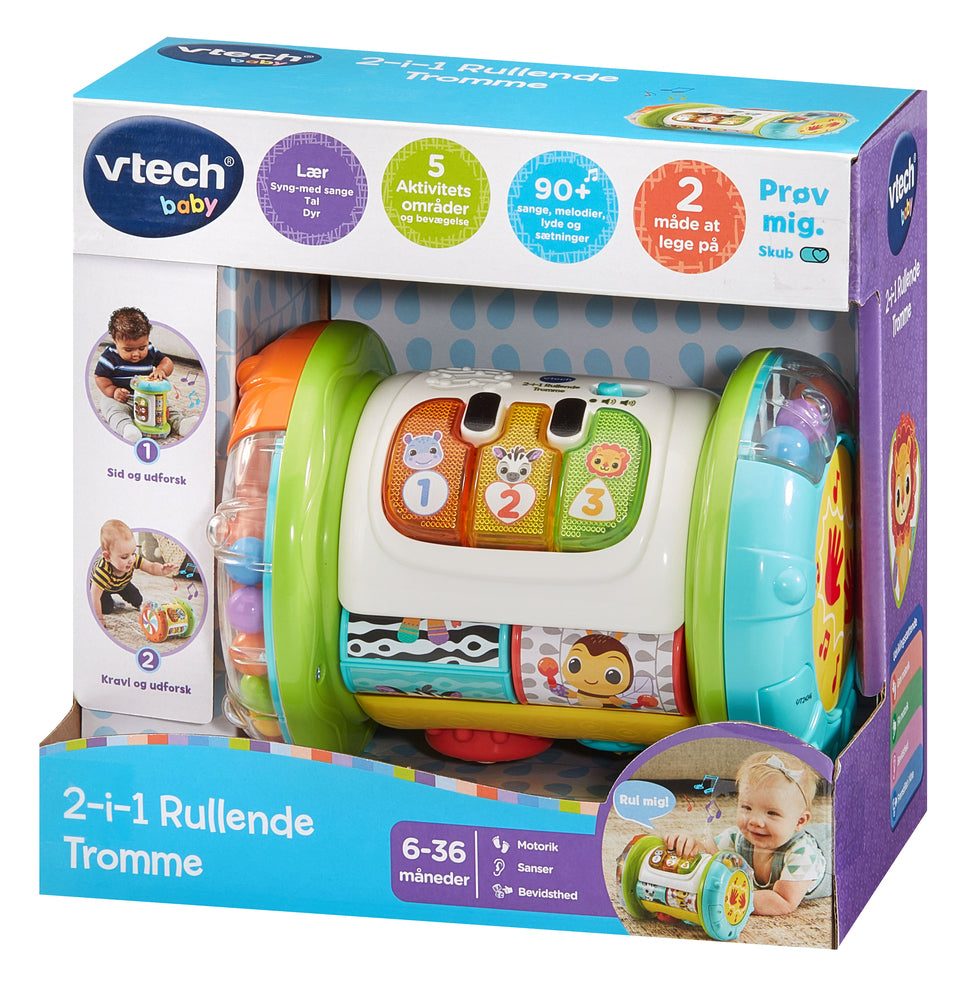 Vtech 2i1 Rullende Tromme – aktivitetslegetøj til børn fra 3-36 mdr.