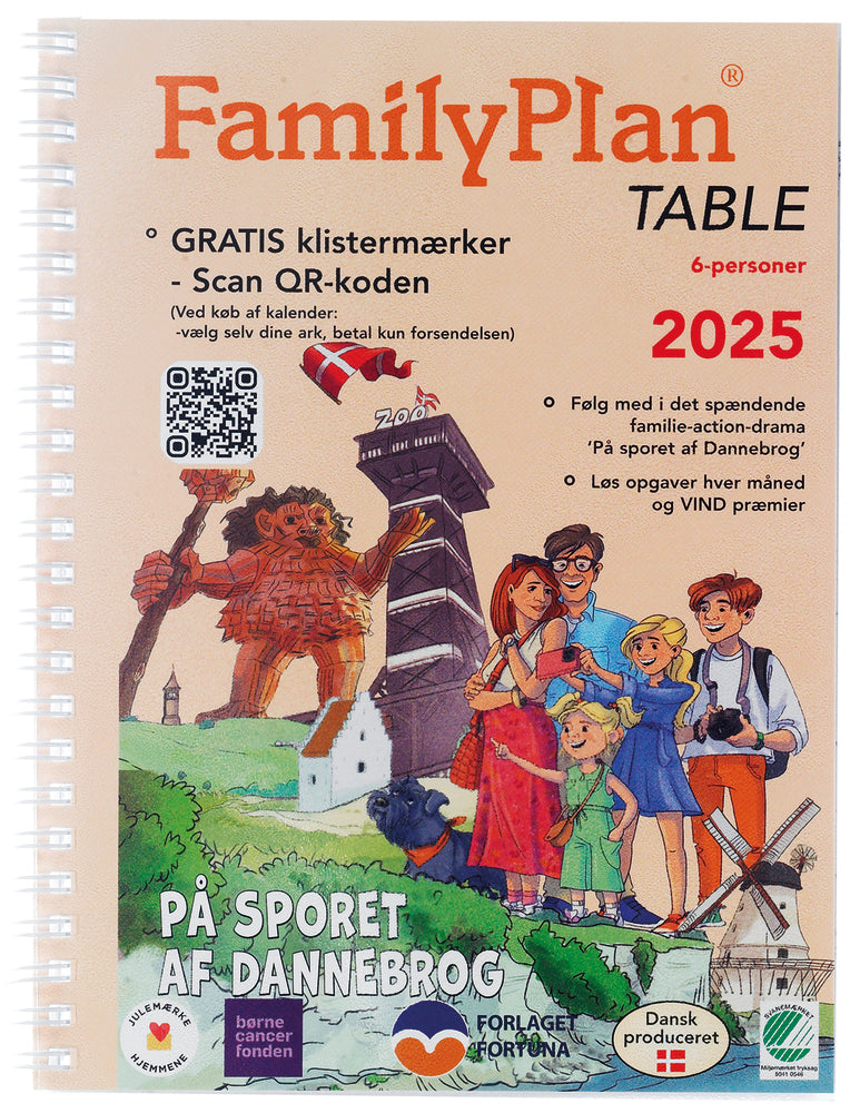 Familiekalender 2025 familyplan table 6 pers.