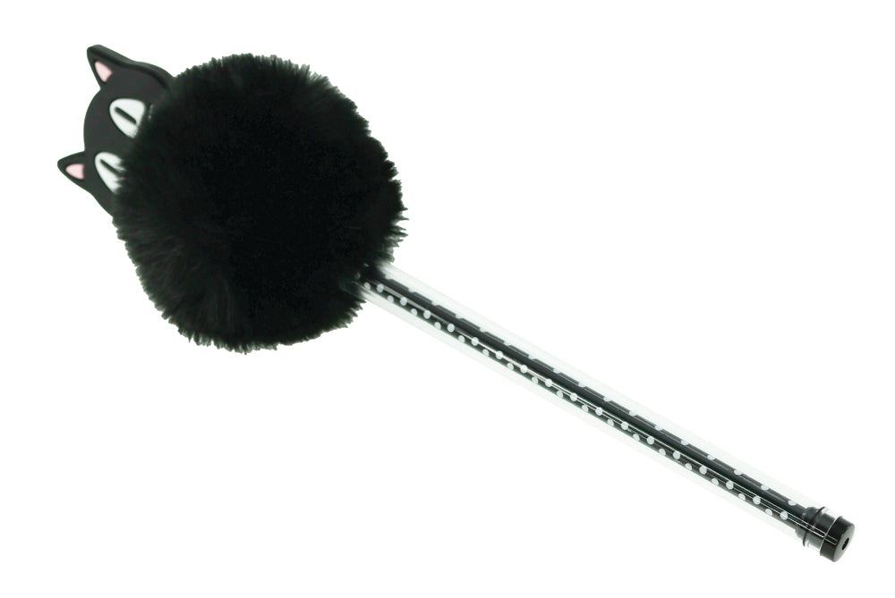 Kuglepen med kattemotiv og pom pom asst