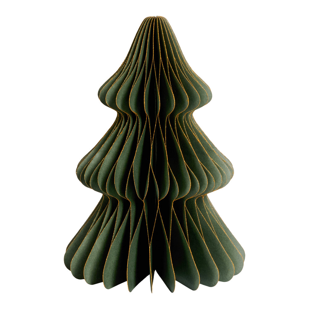 Flot dekoration papir juletræ m/glimmer og magnetluk 18 cm