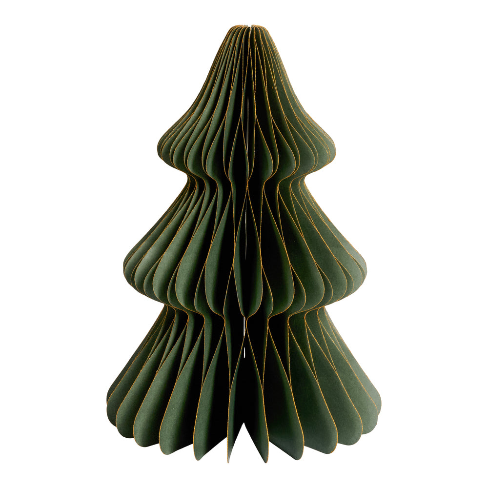 Flot dekoration papir juletræ m/glimmer og magnetluk 24 cm