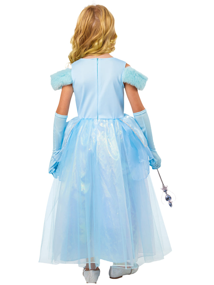 Deluxe Lyseblå Prinsesse Kjole med tilbehør str. 5-6 år