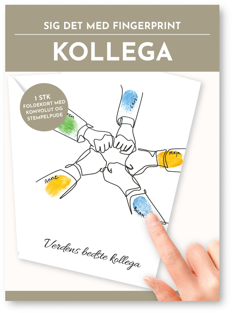 Fingerprint kort kollega m/konvolut og stempelpude