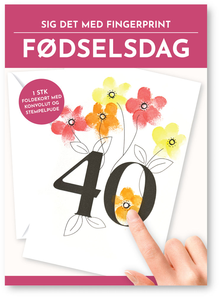 Fingerprint kort 40 år m/konvolut og stempelpude