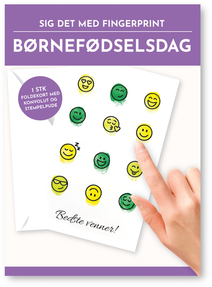 Fingerprint kort bedste venner m/konvolut og stempelpude