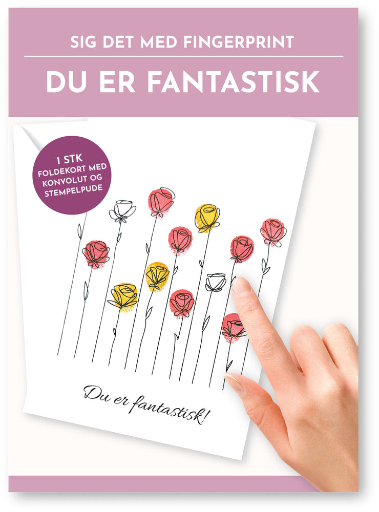 Fingerprint kort du er fantastisk m/konvolut og stempelpude