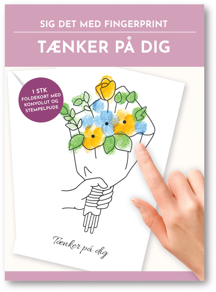 Fingerprint kort tænker på dig m/konvolut og stempelpude