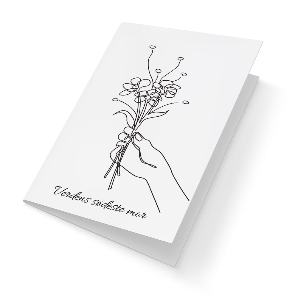 Fingerprint kort mor blomster m/konvolut og stempelpude