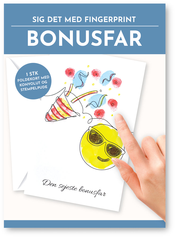 Fingerprint kort bonusfar m/konvolut og stempelpude