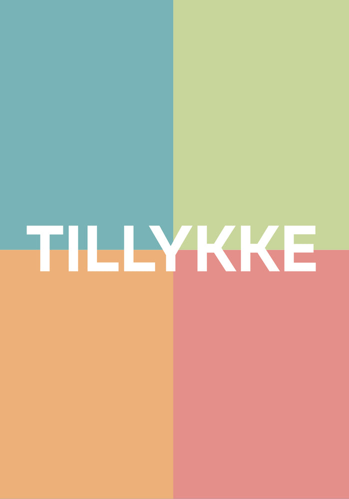 Kort 4/4 m/konvolutter hip hip hurra /tillykke