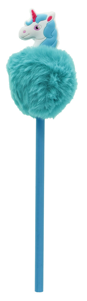 Blyant med unicorn og pom pom asst