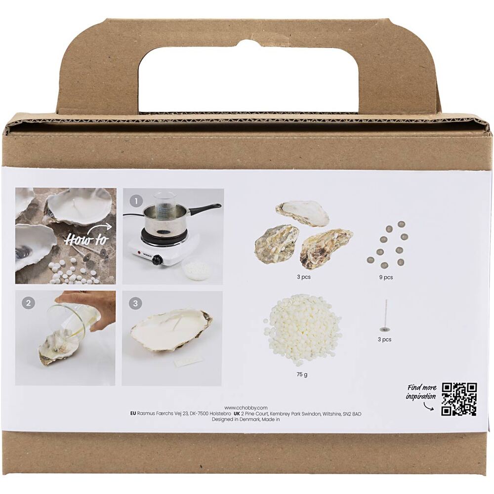 lysstøbning østersskaller Mini DIY Kit Soyalys off white
