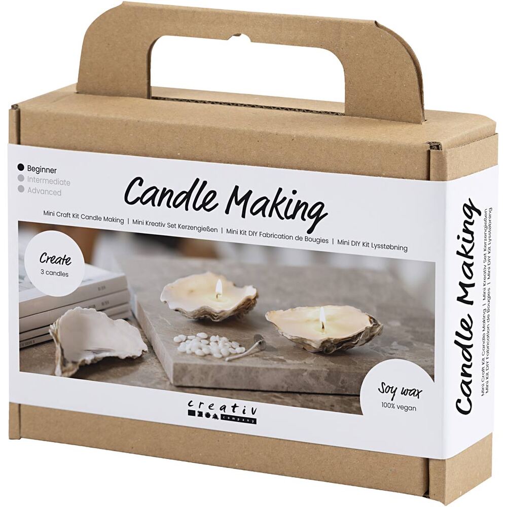 lysstøbning østersskaller Mini DIY Kit Soyalys off white