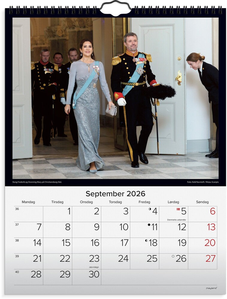 Mayland vægkalender 2026 Kongehuset 29,5 x 39 cm