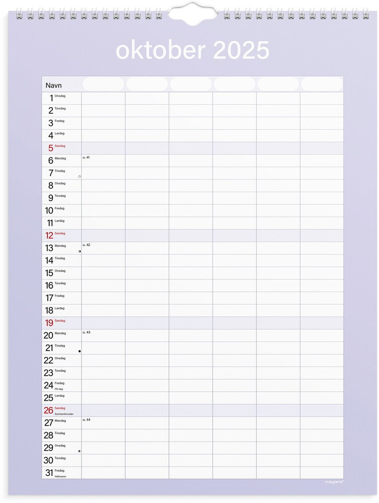 Mayland familiekalender 25/26 Simply 6 personer