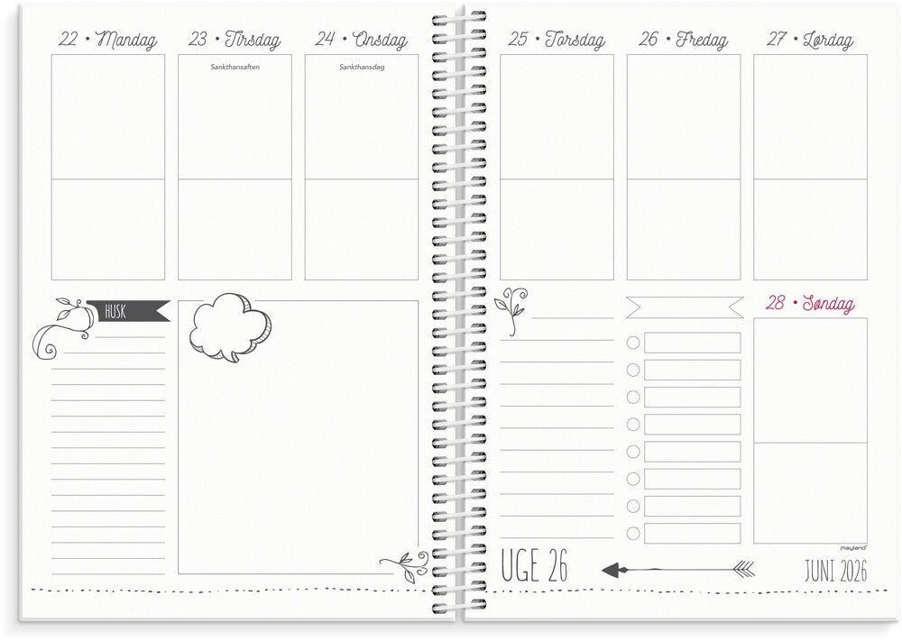 Mayland studiekalender 25/26 A5 doodle i m/ugeopslag