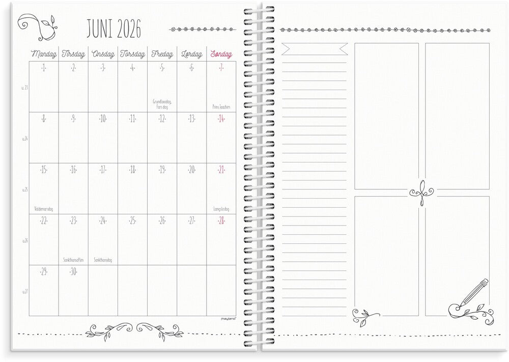 Mayland studiekalender 25/26 A5 doodle i m/ugeopslag