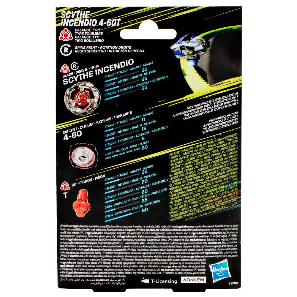 Beyblade X Scythe Incendio 4-60T Starter Pack Sæt