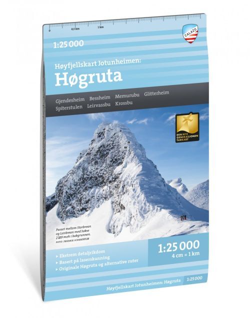 Høyfjellskart Jotunheimen : Høgruta : Gjendesheim Bessheim Memurubu Glitterheim Spiterstulen Liervassbu Krossbu