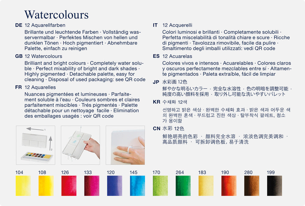 Faber-Castell Watercolour 12 ass i palette