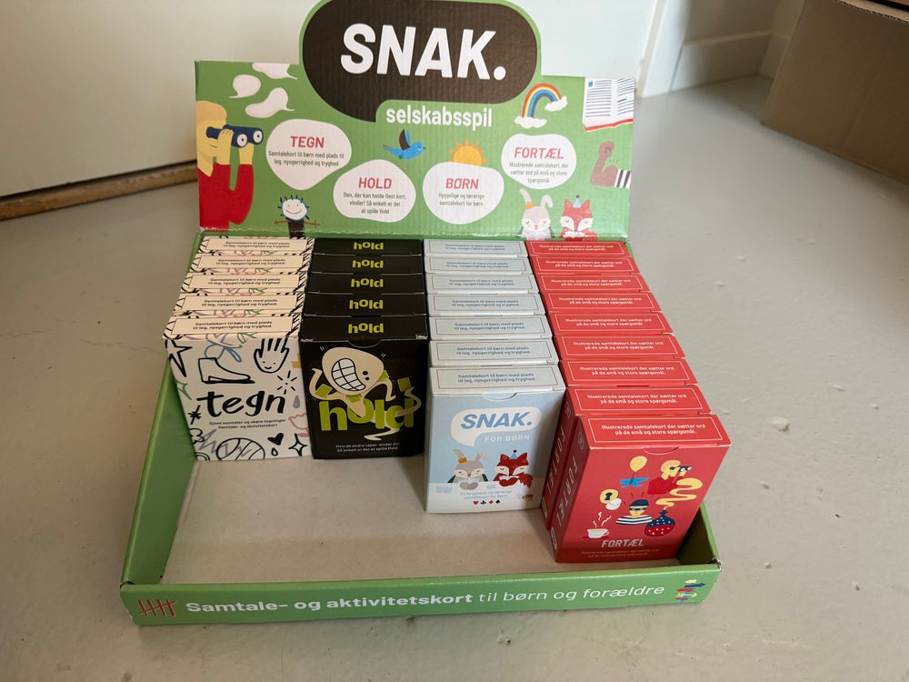 SPIL SNAK DISPLAY BØRN SAMTALEKORT 4 ASST