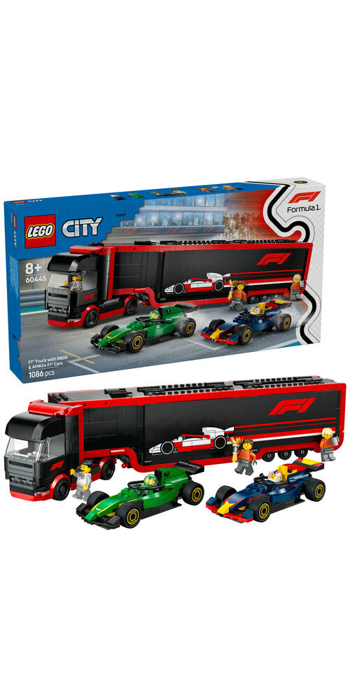 60445 LEGO City F1®-lastbil med RB20 og AMR24 F1®-biler